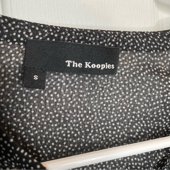 The Kooples Lace Up Sheer Blouse in Black S - Picture 8 of 8